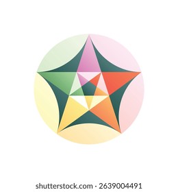 Pentagram rosette. Editable vector icon, coloured.