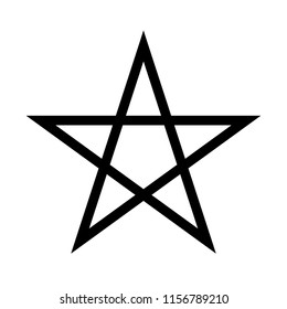 Pentagram sign - five-pointed star. Magical symbol of faith. Simple flat black illustration.