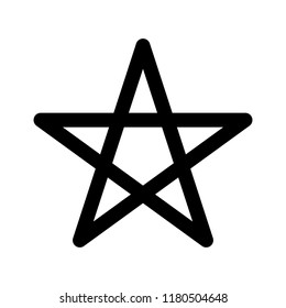 Pentagram sign - five-pointed star. Magical symbol of faith. Simple flat black illustration with rounded corners.