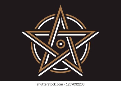 Pentagram sign - five-pointed star. Magical symbol of faith. Simple flat dark illustration.