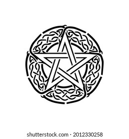 Pentagram sign - five-pointed star. Magical symbol of faith. Simple flat black illustration.