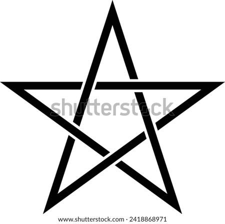 Pentagram sign - five-pointed star. Magical symbol of faith. Simple flat black illustration.