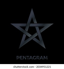 Pentagram sign. Five-pointed star. Protective amulet for witches. Esoteric, sacred geometry, witchcraft. Wiccan vector. Isolated illustration on black background in dark grey gradient color