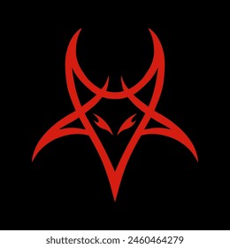 The pentagram, the sign of Lucifer. The head of a horned Goat in a pentagram. Sigil of Baphomet, isolated on black, vector illustration