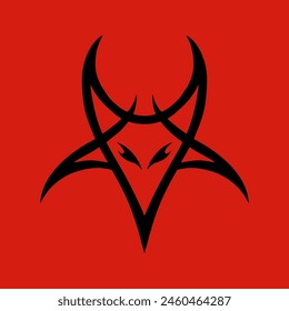 The pentagram, the sign of Lucifer. The head of a horned Goat in a pentagram. Sigil of Baphomet, isolated on black, vector illustration