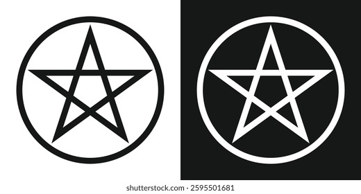 Pentagram sign symbol icon. Pentacle Sign. Esoteric Symbol. Isolated on white and black background. Pentagram logo. Vector illustration.