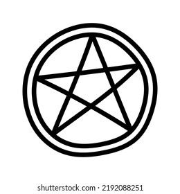 Pentagram silhouette, isolated on white background. Vector illustration, traditional Halloween decorative element. Halloween silhouette black pentagram sign symbol - for design, decor and cricut.