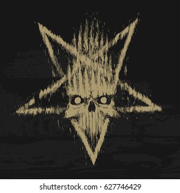 pentagram skull grunge rock music black poster