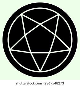 Pentagram solid icon. Mystical gothic five pointed star in circle glyph style pictogram on white background. Occult witch ceremony pentacle for mobile concept and web design. Vector graphics