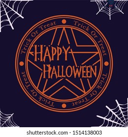 pentagram and spider web vector illustration for halloween banner also can use for media social feed or story
