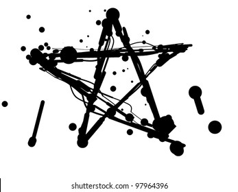 Pentagram Star of blots and blobs  on a white background. A vector illustration for astrology or magic design