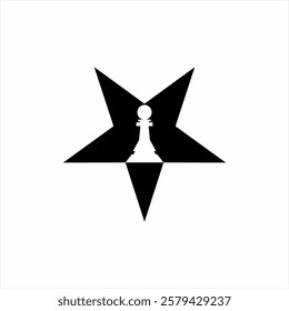 Pentagram star logo design with chess pawns.