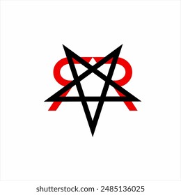 Pentagram star logo design with letter RR.