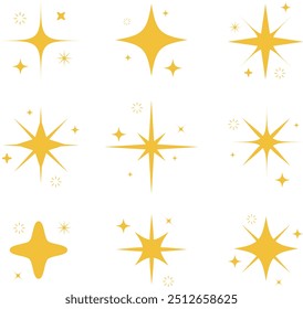 Pentagram, star modest elements collection, abstract sky, Christmas decoration 