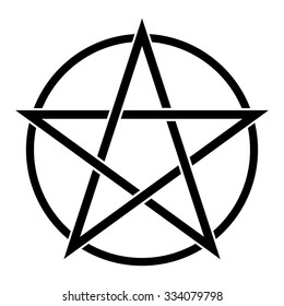 Pentagram symbol in circle . Vector illustration