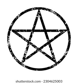 Pentagram-Symbol. Grunge Textur. Religiöse Symbole. Vektorgrafik.