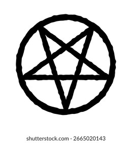 Icono del símbolo del pentagrama, señal dibujada a mano áspera. Vector Clipart ilustración.