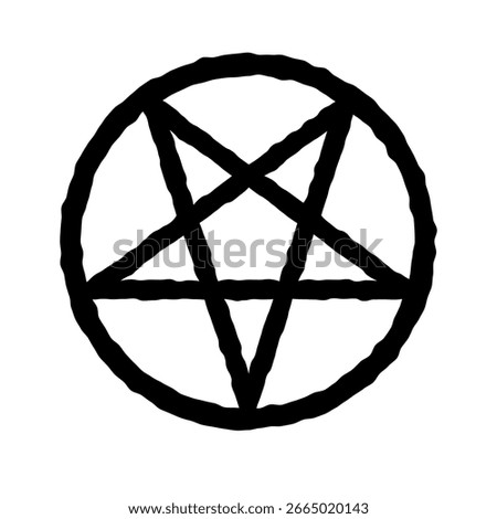 Pentagram symbol icon, rough hand drawn sign. Vector clipart illustration.