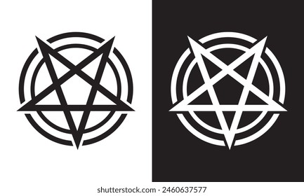  Pentagram Symbol. isolated on white and black background. pentagram logo. EPS 10