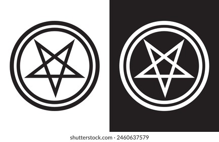  Pentagram Symbol. isolated on white and black background. pentagram logo. EPS 10