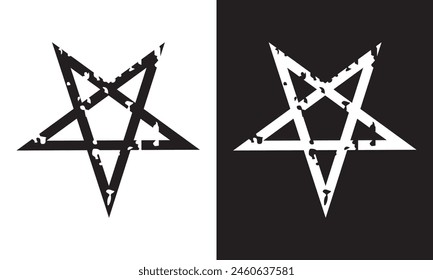  Pentagram Symbol. isolated on white and black background. pentagram logo. EPS 10