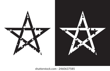  Pentagram Symbol. isolated on white and black background. pentagram logo. EPS 10