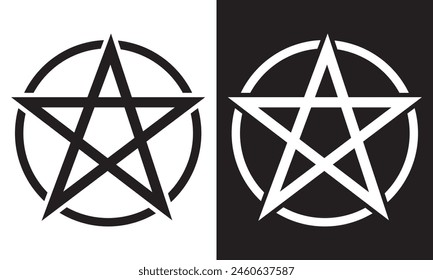  Pentagram Symbol. isolated on white and black background. pentagram logo. EPS 10