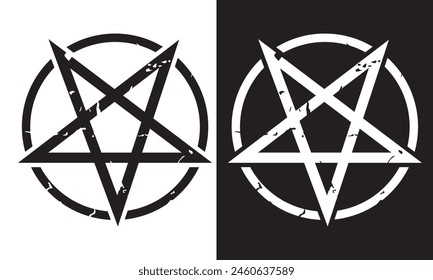  Pentagram Symbol. isolated on white and black background. pentagram logo. EPS 10