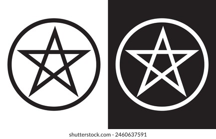  Pentagram Symbol. isolated on white and black background. pentagram logo. EPS 10