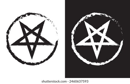  Pentagram Symbol. isolated on white and black background. pentagram logo. EPS 10