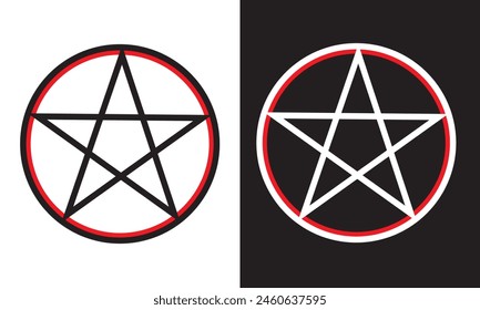  Pentagram Symbol. isolated on white and black background. pentagram logo. EPS 10