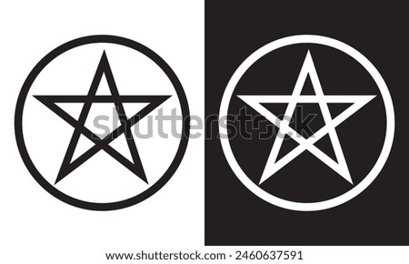  Pentagram Symbol. isolated on white and black background. pentagram logo. EPS 10