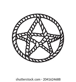 Pentagram symbol. Magic pentacle circle. Mystic and occult symbols. Halloween and esoteric witchcraft. Hand drawn sketch vector line