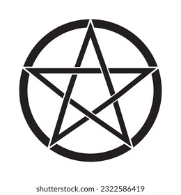 Pentagram symbol, vector illustration, black on white background