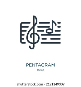 pentagram thin line icon. ornament, decoration linear icons from music concept isolated outline sign. Vector illustration symbol element for web design and apps.