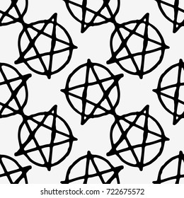 Pentagram vector icon isolated on white background. Seamless pattern