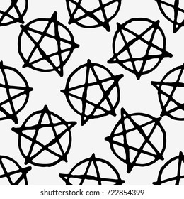 Pentagram vector icon isolated on white background. Seamless pattern