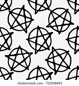 Pentagram vector icon isolated on white background. Seamless pattern