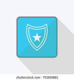 Pentagram vector icon isolated on blue background. Pentagram icon on shield. Stock vector illustration
