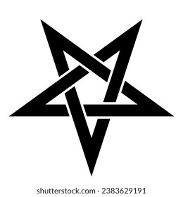 Pentagram - vector illustration of simple five-pointed star, isolated on white background