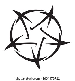 Pentagram - vector illustration of tattoo five-pointed star, isolated on white background