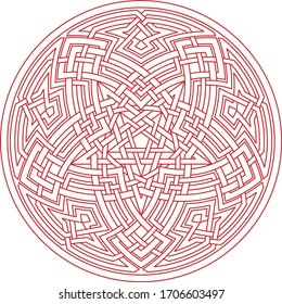 Pentagram vector pattern with floral vector background inside huge circular geometric line