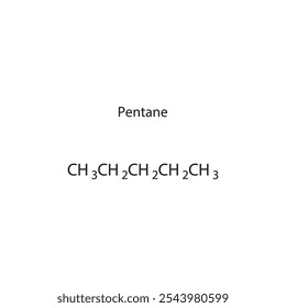 Diagrama de estrutura esquelética de pentano.Molécula orgânica molécula composta ilustração científica.