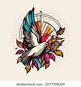 pentecost in colorful vintage style  illustration