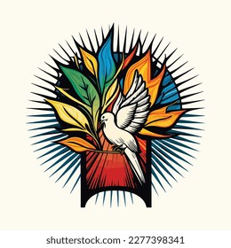 pentecost in colorful vintage style  illustration