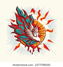 pentecost in colorful vintage style  illustration