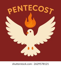 Pomba pentecostal com chama - símbolo do espírito santo para a celebração cristã e projeto de adoração