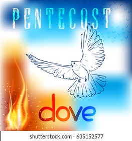 
Pentecost dove. Trinity holiday.  Pigeon as a symbol of the holy spirit. Vector design. 