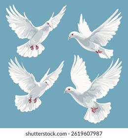 Ilustração vetorial de Pentecostes Doves definida em plano de fundo isolado