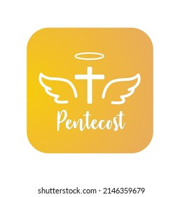 Pentecost Feast cross Holy Spirit Vector icon separated on trasnpaent background